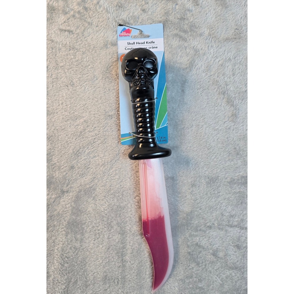 Just Pretending Skull Head Knife Halloween Prop Toy Black Red Liquid 14 Inch